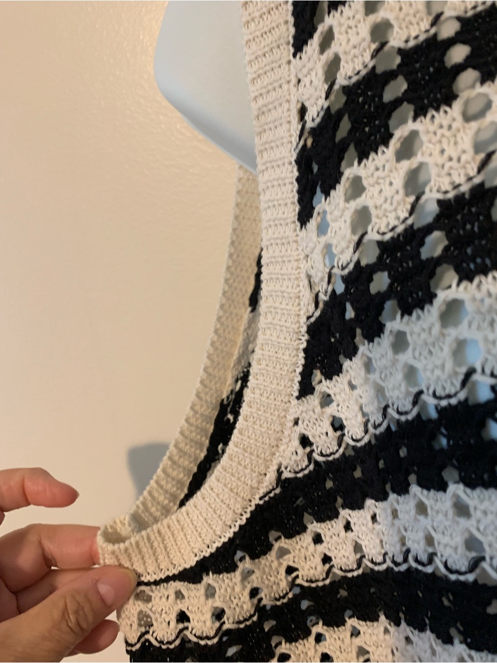 a new day Black and Cream Striped Crochet Knit Tank Top - Picture 4 of 7